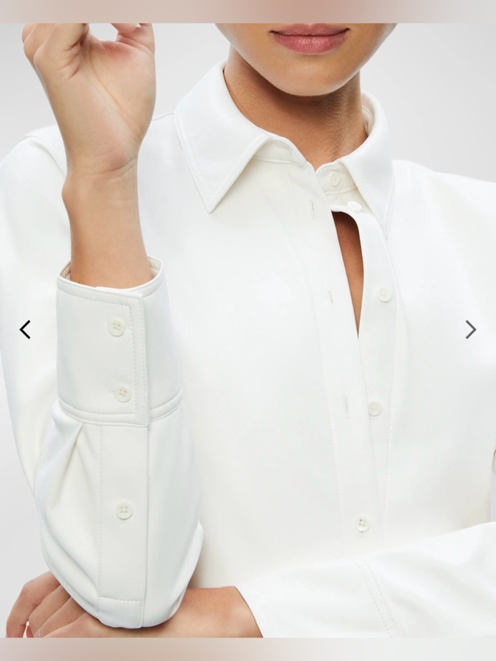 Alice + Olivia Leon Crop Faux Leather Shirt - Picture 3 of 12